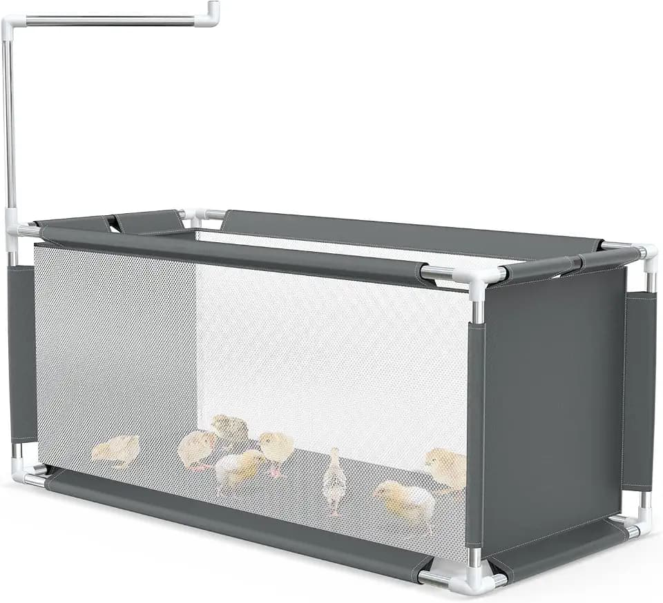 Chicken Brooder Box 10.6 cu ft (47.2" x 19.7" x 19.7") – Stainless Steel Frame & Waterproof Oxford Fabric, Portable Indoor Brooder for Up to 15 Baby Chicks, Ducklings, Quail, Easy Assembly