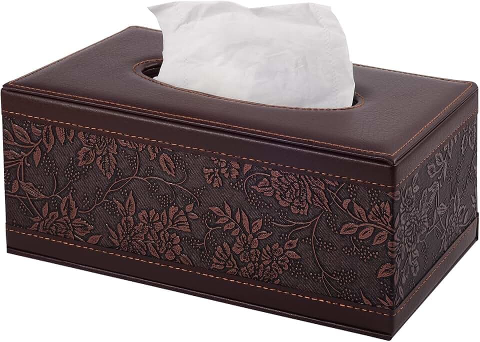 Taschentücher Box Rechteckig Vintage Kleenex Kosmetiktücher PU Leder Taschentücher Box Serviette Taschentuchspender Halter Magnetischer Boden für Kommode Badezimmer Autos Büro Dekor