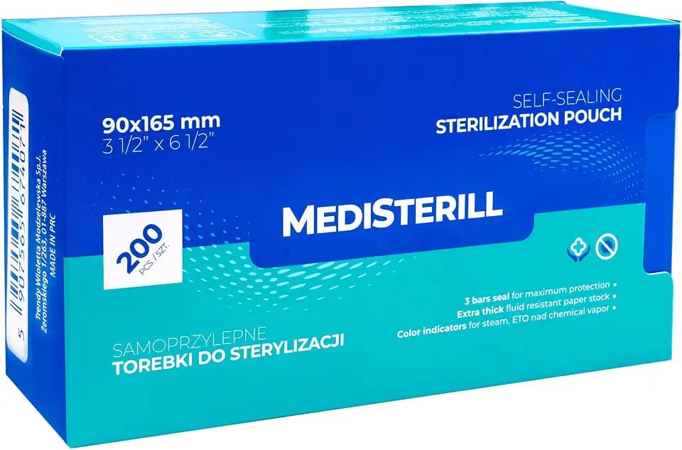 200 Stück Selbstdichtender Sterilisationsbeutel, PVC-Dentalsterilisationsbeutel Selbstdichtender Beutel Autoklaven-Sterilisatorbeutel für Reinigungswerkzeuge (9x16,5 cm)