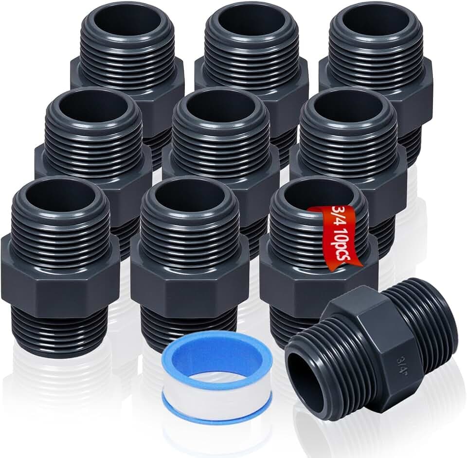 10PCS Gray G3/4 PVC Male Thread Coupling Adaptor 3/4" PVC Fittings For Plumbing Home or Industrial Use