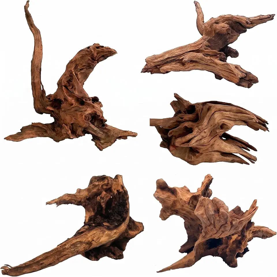 Hamiledyi 5PCS Driftwood for Aquarium 3.5-7in Drift Wood Branches Betta Fish Tank Decor Accessories