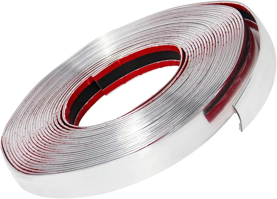 QWORK 1" Wide 40 Feet Chrome Molding Trim, Car Auto Truck Side Exterior Edge Lip Protect Sticker DIY Exterior Decoration for Bumper Door Guard Protection, Car Scratchproof