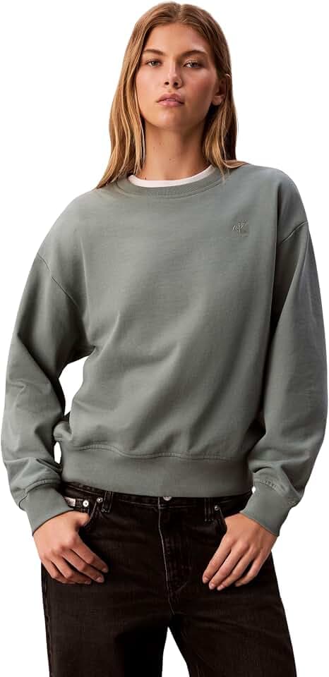 Calvin Klein Damen Sweatshirt Archive Logo French Terry Crew Neck