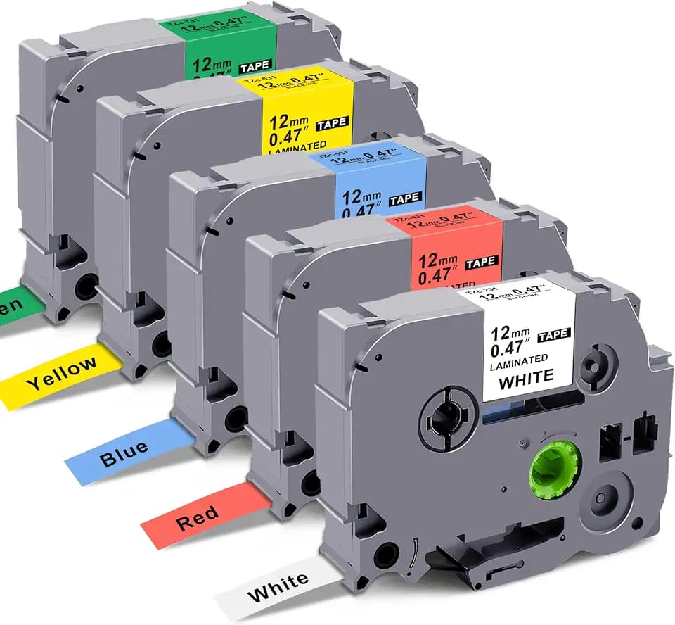 5-Pack Compatible with Brother TZe TZ Tape 12mm 0.47 Laminated Multi Color