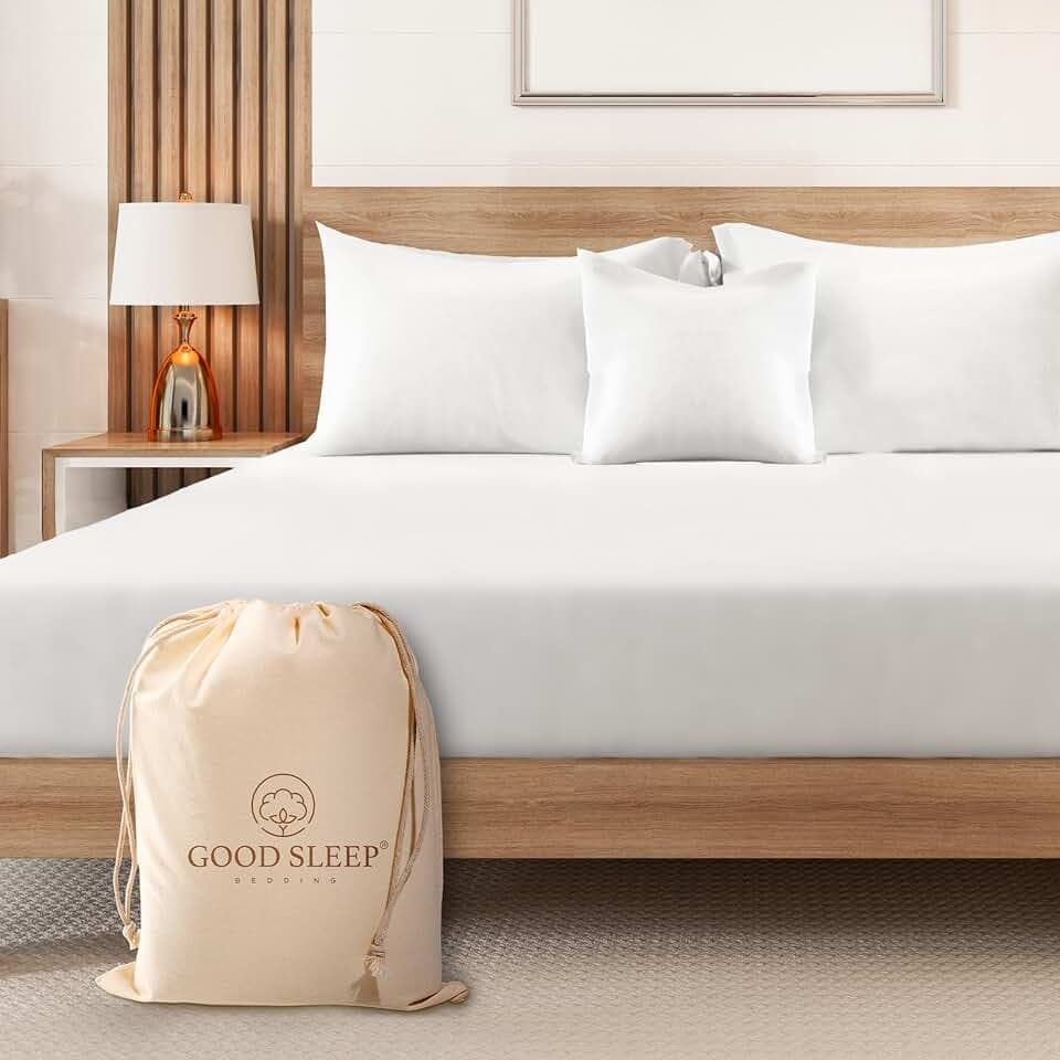 Good Sleep Bedding Spannbettlaken aus ägyptischer Baumwolle, Kingsize, Tiefe Taschen, Hotelstil, Fadenzahl 1000, Weiß