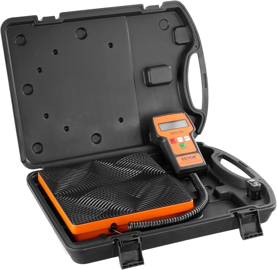 VEVOR Kältemittelwaage 50 kg Laderückgewinnung Freonwaage, mit Kabelgebundener Fernbedienung, 2 g Hochpräzise Elektronische Digitale Rückgewinnungsgewichtswaage mit Koffer & Trockenbatterie