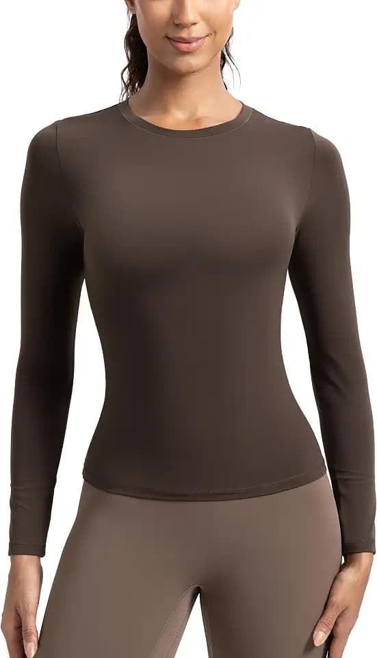 ENERBLOOM Women's Long Sleeve Tops Crewneck Tight Fit Workout Shirts