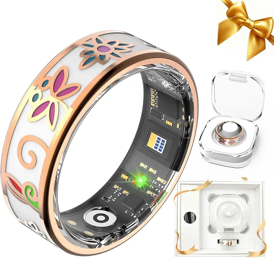 Enamel Craft Smart Health Rings for Women Men, Sleep Tracker with Heart Rate, Blood Oxygen, Fitness Ring for Activity Monitoring, No Subscription, Compatible with iOS & Android (Enamel Color, 8)