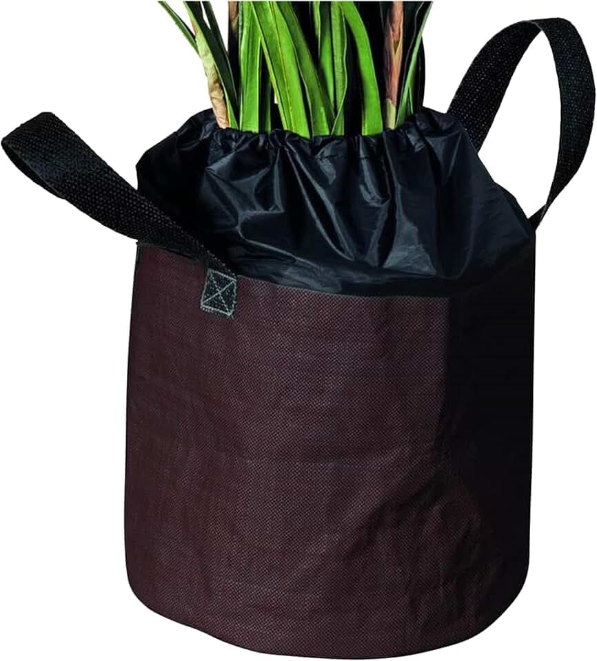 NOOR Frostschutz-Sack L 40 x 35 cm mit eingenähter Isolierfolie I Frostschutzhaube für Topf-Pflanzen mit Zugband & Tragegriffen I Winterschutz für Pflanzen-Überwinterung von Kübelpflanzen I Braun