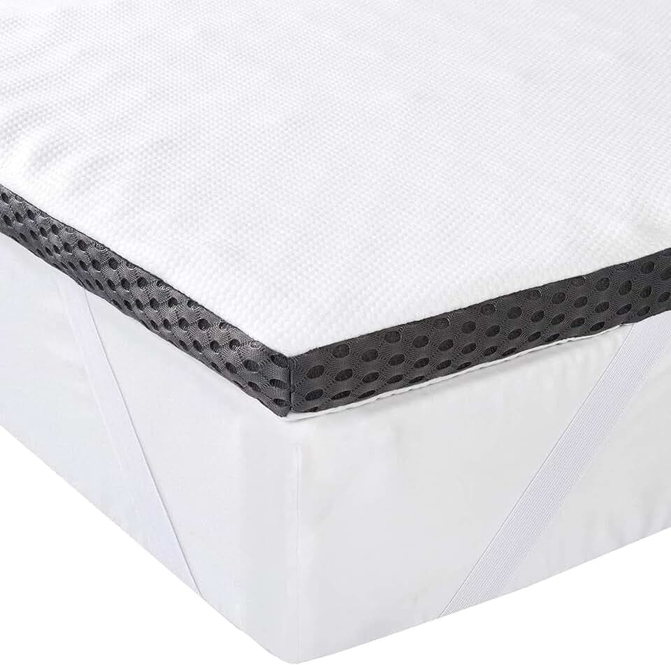 Amazon Basics Memoryschaum Matratzenauflage mit Bändern, 80 x 190 cm, 4 cm Höhe, weiß