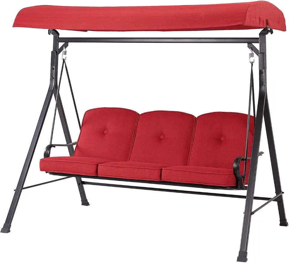 Garden Winds Replacement Canopy Top Cover for the Carson Creek Swing - Riplock 350 - Red - Will NOT FIT Any Other Swing