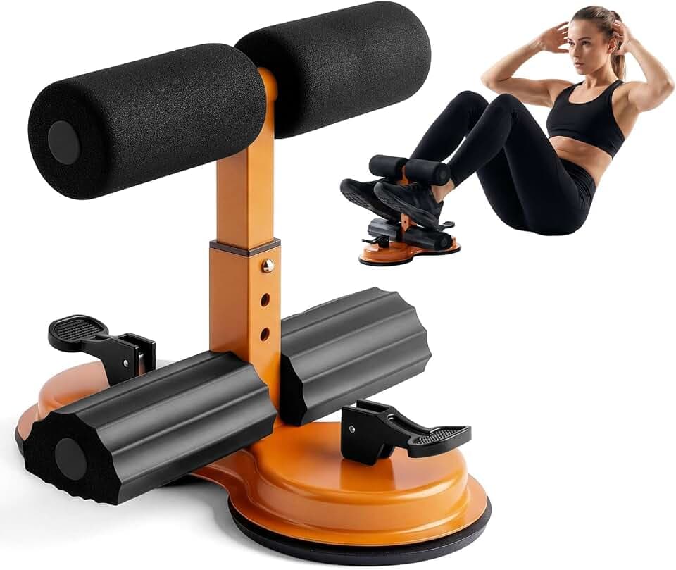 Portable Sit Up Bar, Sit Up Bar Foot Holder with Dual 4.5” Suction Cups, Floor Mounted Abdominal Workout Equipment for Core Training, Adjustable 3 Height Levels, 661 lbs Capacity