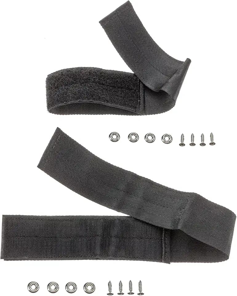 Attwood 12760-7 Boat Deck Rod Holder Set — for Up to 5 Rods, 10-Inch Handle Strap, 6-Inch Rod Tip Strap, Stainless Hardware, Black