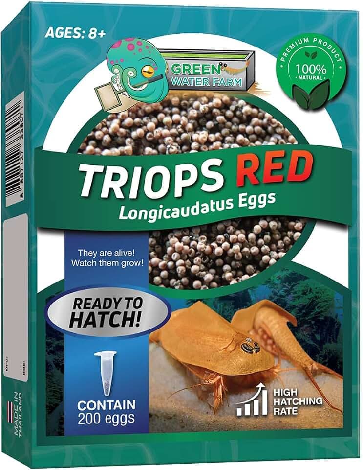 GreenWaterFarm Triops Red Longicaudatus Eggs for Hatching and Culture Suitable to be Pet and Science Project (Pure 200 Eggs)