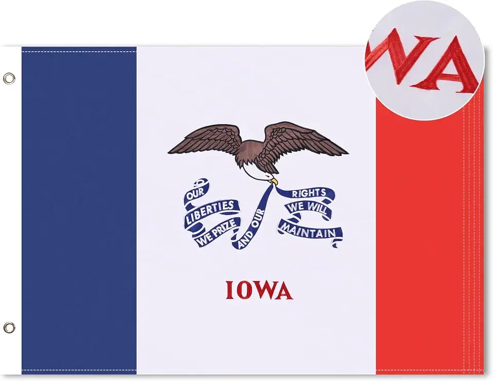 Iowa State Flag 4x6 Outdoor Heavy Duty Embroidered Hawkeye Grommets