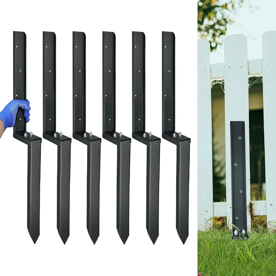 Heavy Duty Steel Fence Post Repair Kit, 32 Inch Long Anchor Ground Stakes for Repair Tilted/Broken Wood Fence Post (6 Sets)