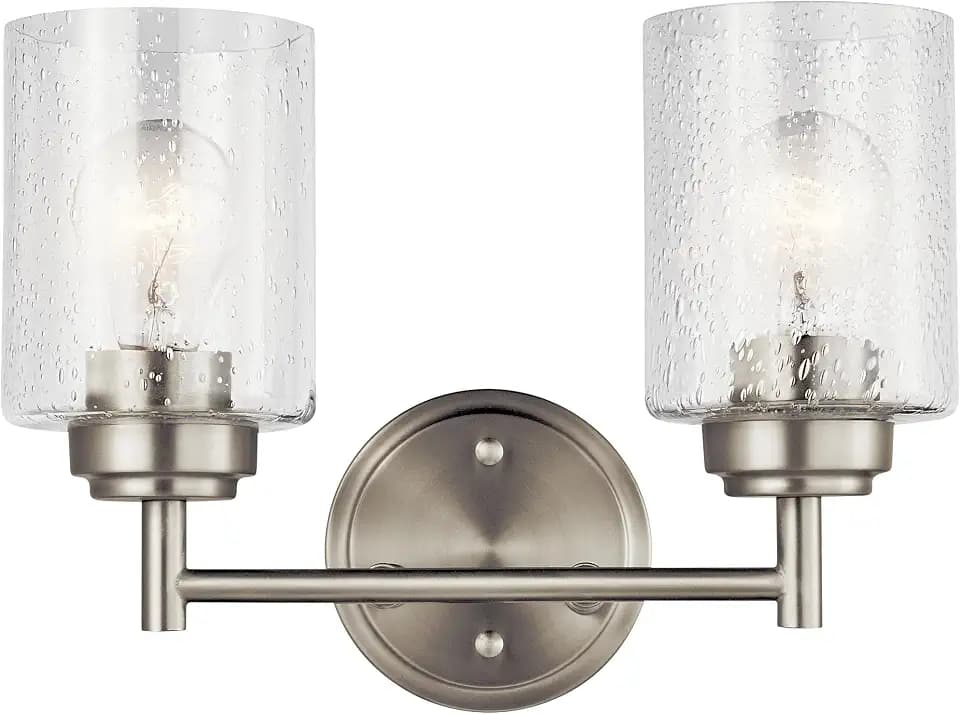 Kichler Winslow 2-Light Farmhouse Vanity Light, Brushed Nickel