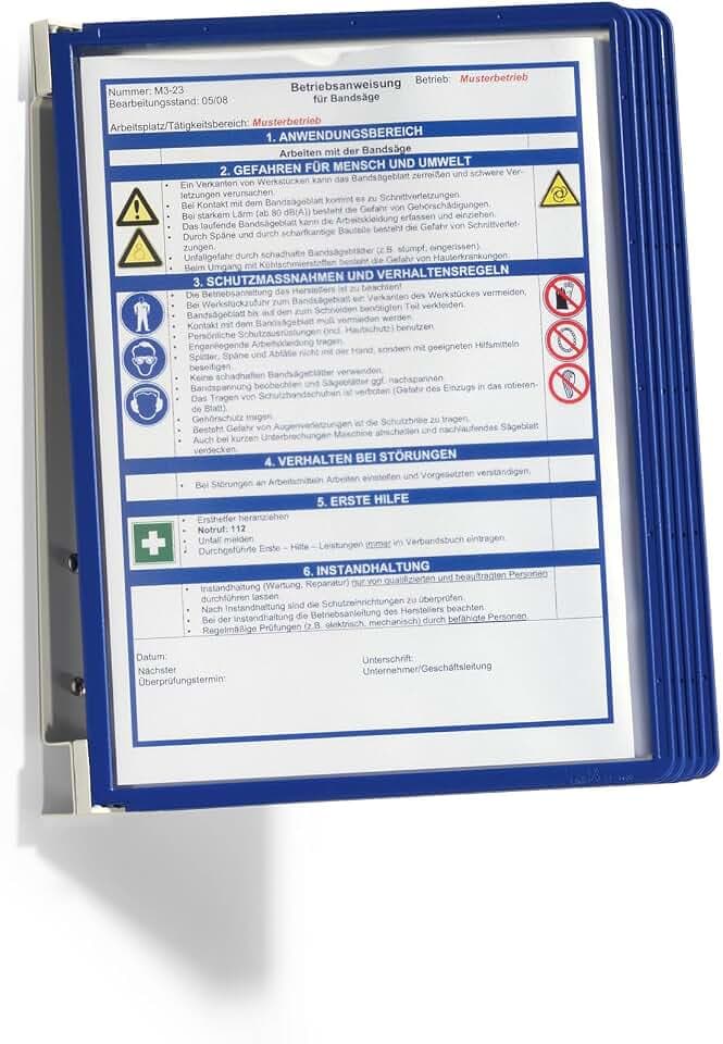 Durable Vario Wall 5 Wand-Sichttafelsystem, A4, 5 Stück, Blau, 555107