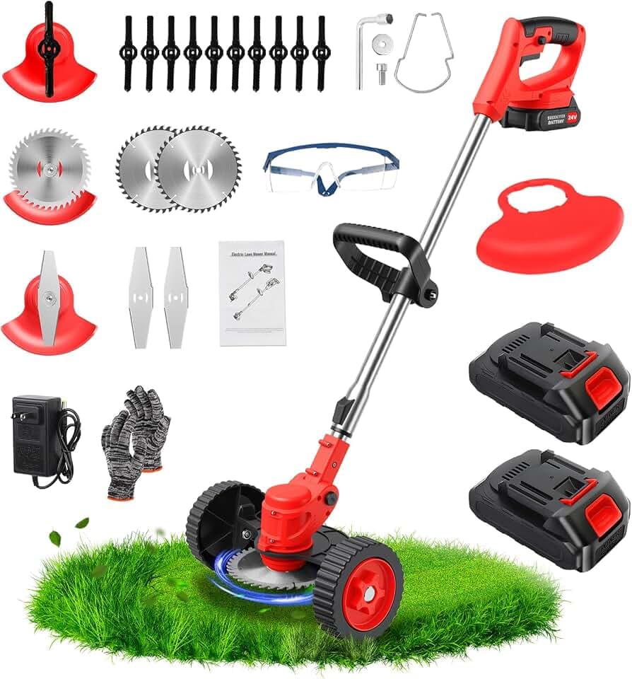 ALSO GO 21V Electric Weed Wacker with Wheels, Grass Trimmer Cordless