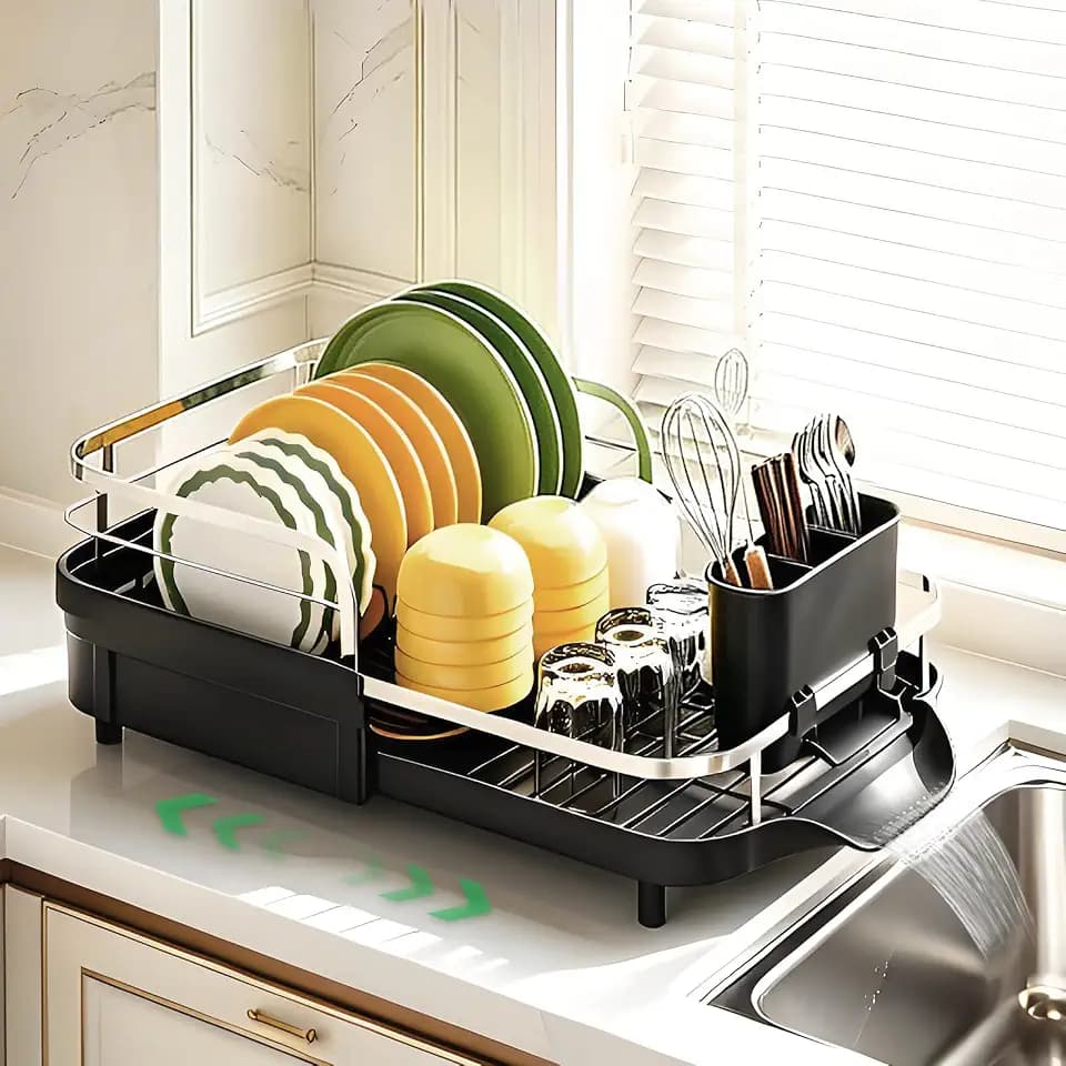 Dish Drying Rack for Kitchen Counter,Expandable 15-22.4 in,Dish Drainer