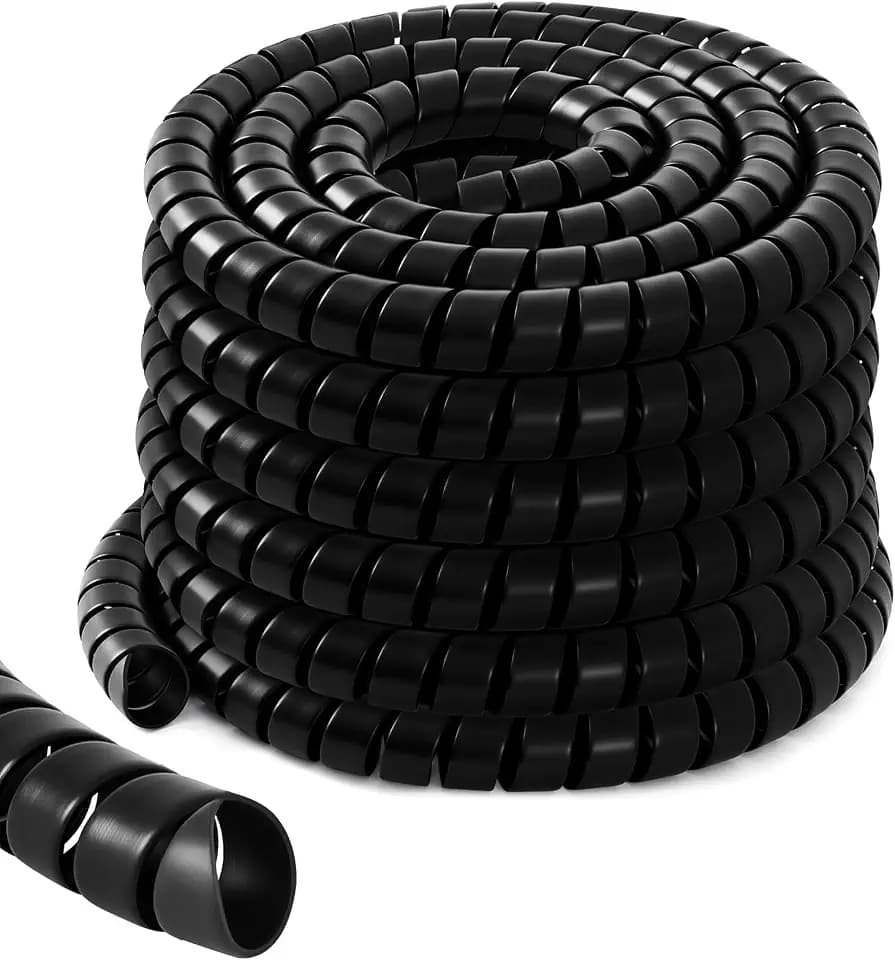 1 Pcs Spiral Wrap Cable Protector, Safe 1" Od x 20' Pre Cut Lengths Hydraulic Hose Protector Wrap to Avoid Wear and Extend Life for Hydraulic Pneumatic Hoses(Black)