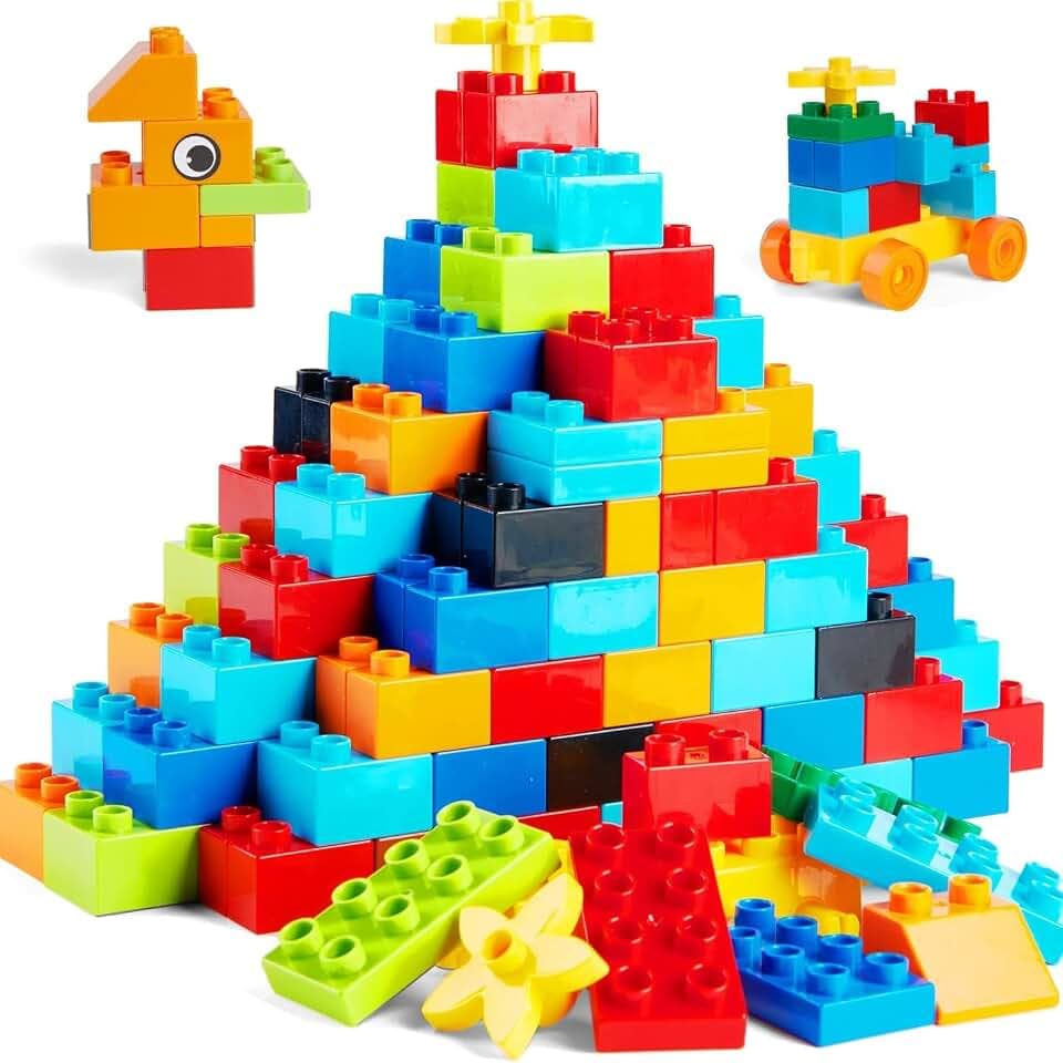 WYSWYG® Große Bausteine Set 240 Stück für Kinder ab 3 Jahre,Kompatibel zu Anderen Herstellern, Steine Box Starterset, Bunte Grundbausteine, ab 3-4-5 Jahre