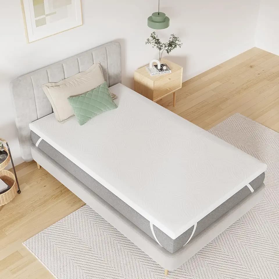 Novilla Matratzentopper 90x190 cm, 5 cm Höhe Kaltschaum H3 - Antirutsch, Waschbarer Matratzenauflage Bezug - Für Boxspringbett, Wohnwagen & Schlafsofa