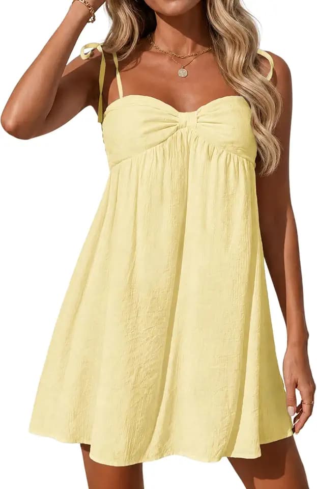 Ammiko Women's Casual Sundresses Mini Dress Short Dresses Summer Cute A Line Spaghetti Straps Sundress Party Vacation