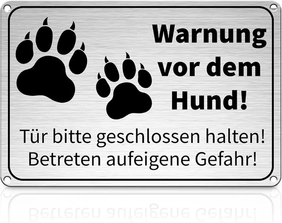 Vorsicht Hund Schild, Aluminium Warnung vor dem Hund Schilder Mit Selbstklebend, UV-beständig Wasserdicht Achtung Hund Schild Hundeschilder Warnung 30x20cm