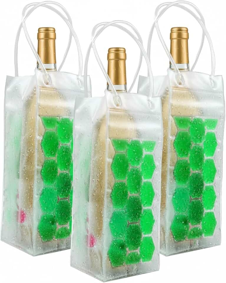 Kühltasche für Weinflaschen, transparent, 3 Stück (grün)