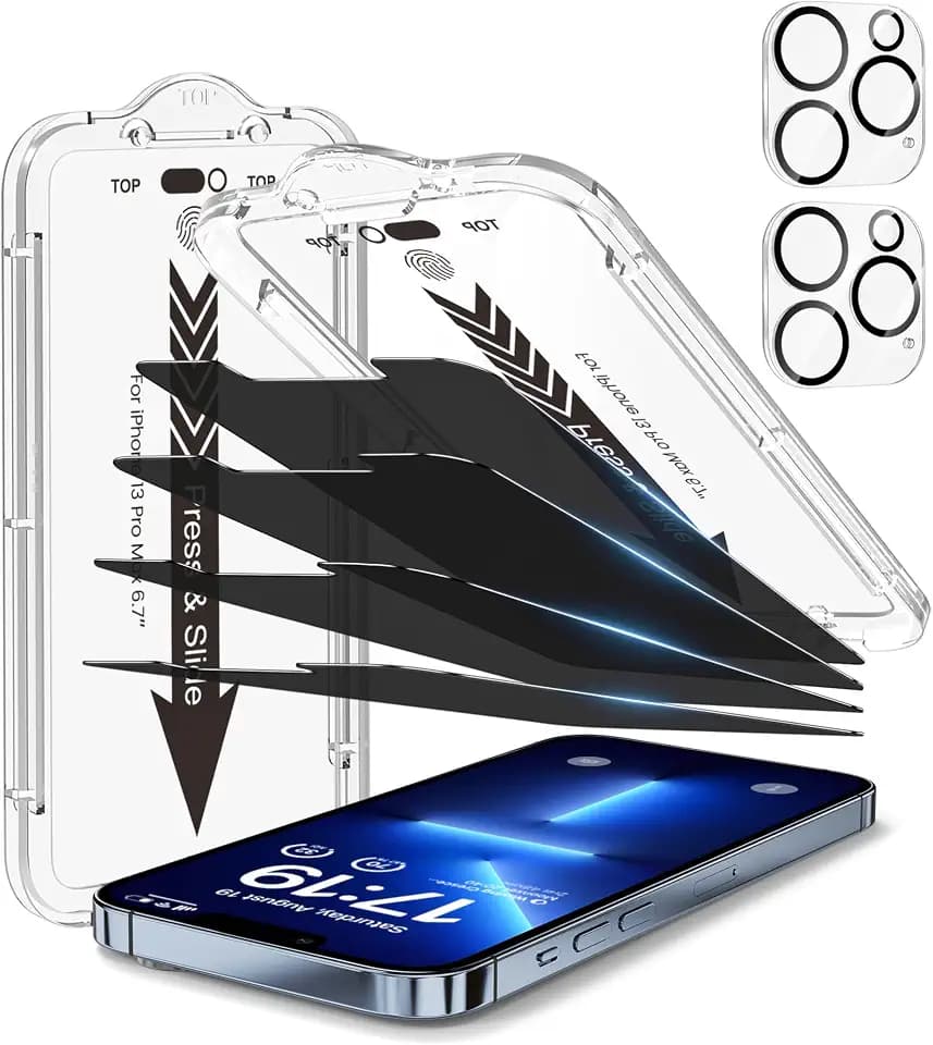 EZ-GLAZ-4+2 Pack for iPhone 13 Pro Max Privacy Screen Protector (6.7")