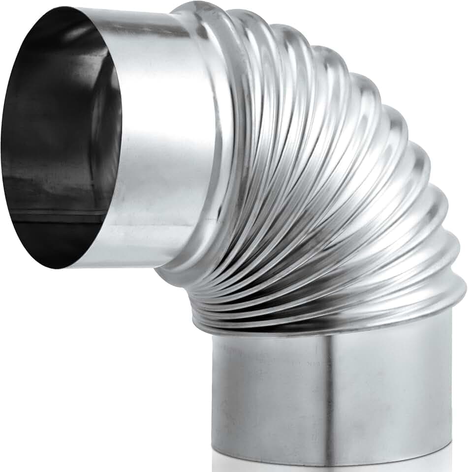 Hicarer 1 Pcs 4 Inch 90 Degree Galvanized Dryer Elbow Vent Tube Connector