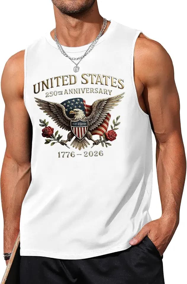 250th Anniversary USA Shirt for Men Patriotic Bald Eagle Tank Tops 4th of July T-Shirt Memorial Day Tops