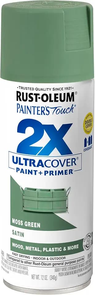 Rust-Oleum 249071 Painter's Touch 2X Ultra Cover, 12 Oz, Satin Moss Green, 12 Ounce