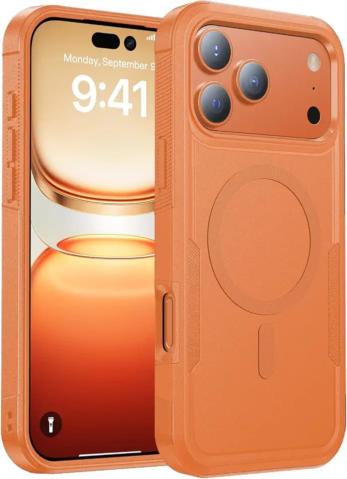Magnetic for iPhone 17 Pro Max Case Dual-Layer Shockproof Orange