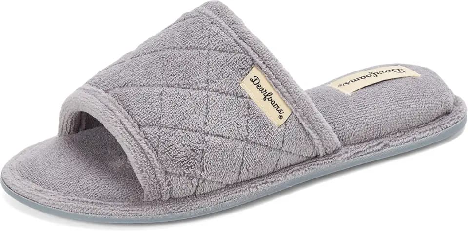 Dearfoams womens Slipper Memory Foam Summer House Shoe Beatrice Terry Slide