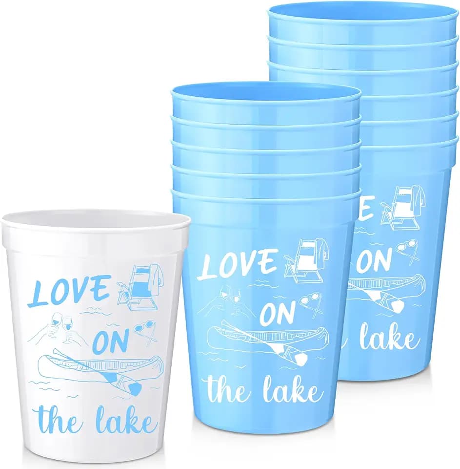 LemonRoad 12 Pcs 16 oz Love on The Lake Bachelorette Party Plastic Cups