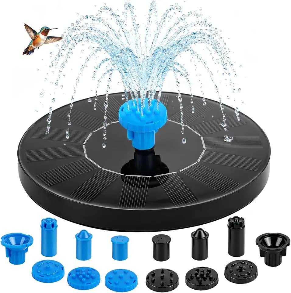 Yeomi 1.5W Solar Bird Bath Fountain with 12 Nozzles in 2 Colors