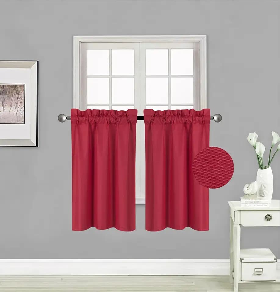 Elegant Home 2 Short Panels Tiers Small Window Treatment Curtain Blackout 28" W X 36" L Each for Kitchen Bathroom # R5