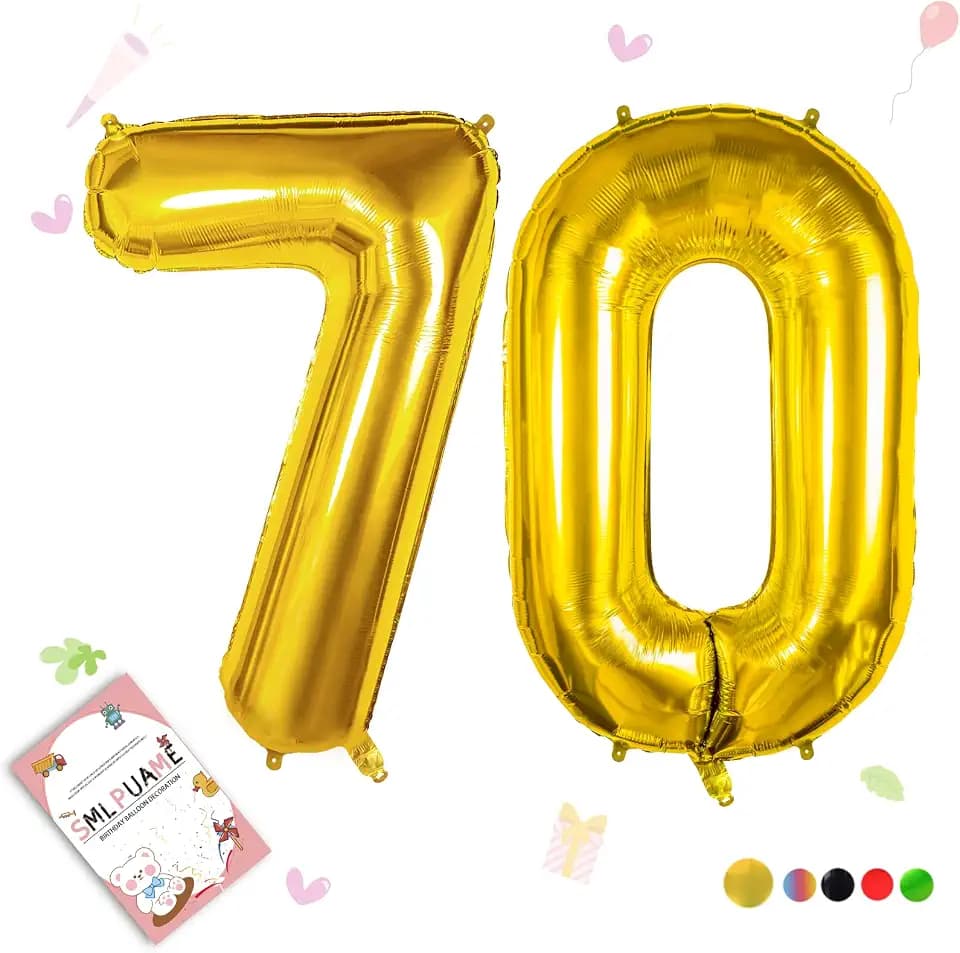 102cm Golden Luftballon 70, Riesen Folienballon Zahl 70 Party-Deko