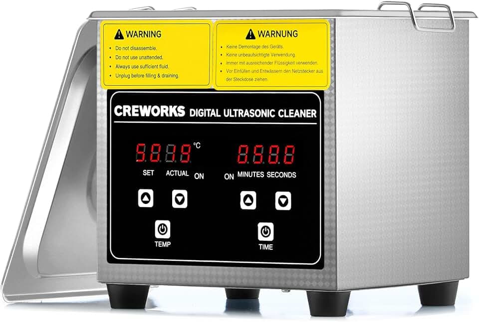 CREWORKS Ultraschallreinigungsgerät 1,2L Ultraschallgerät Ultraschallreiniger Reinigung Ultrasonic Cleaner mit Innenkorb, Heizung und Digital Timer für Brillen, Schmuck, Zahnprothesen und Münzen