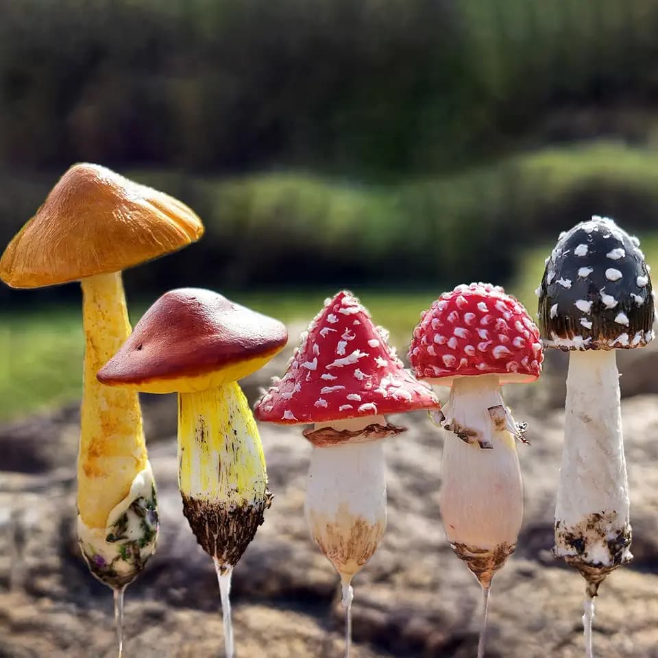 5-Pack Handmade Clay Mini Mushrooms for Fairy Garden Decor