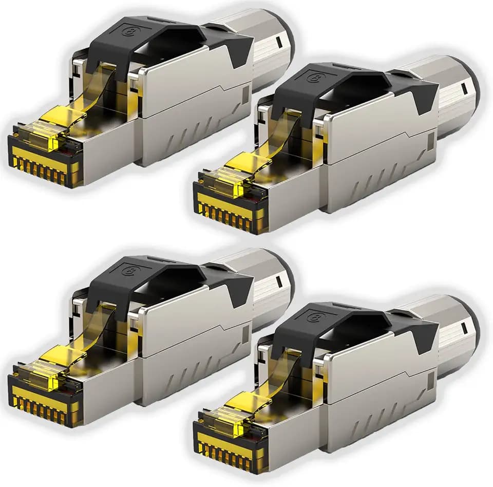 RedStar24 CAT 8 RJ45 Stecker 4 Stück – Werkzeugloser Netzwerkstecker zum Selbstbauen – RJ45 Stecker montieren ohne Crimpzange – 40 Gbit/s, geschirmt – Für CAT 6A/7/8 Lan Netzwerkkabel bis 8,5 mm