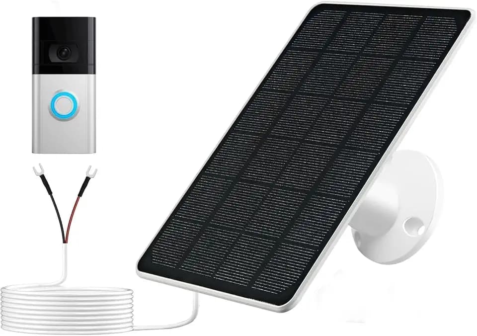 Solar Panel Charger Compatible with Ring Video Doorbell 3/3+/4, Battery Video Doorbell Plus, 13.2ft Waterproof Charging Cable, 360°Adjustable Mount,5W 5V, 7.5 * 6.4" (1)