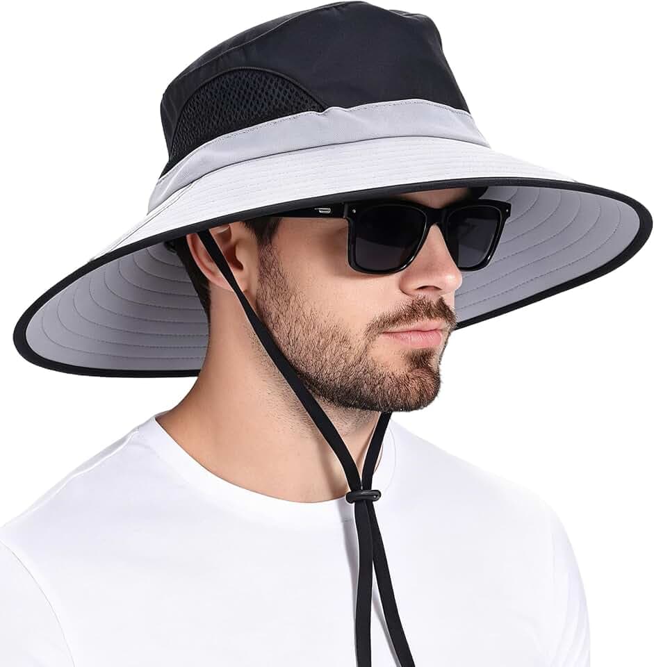 Wide Brim Sun Bucket Hat, Waterproof Boonie Hat for Men & Women