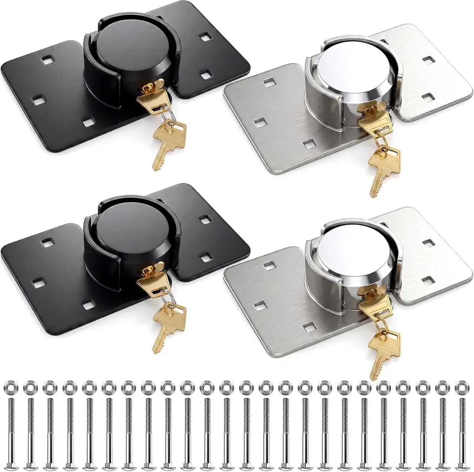 Frienda 4 Pack Puck Lock, Heavy Duty Hidden Shackle Lock and Hasp Steel Hockey Puck Padlock for Enclosed Trucks, Trailer, Vending Machines, Vans, Gates & General Security