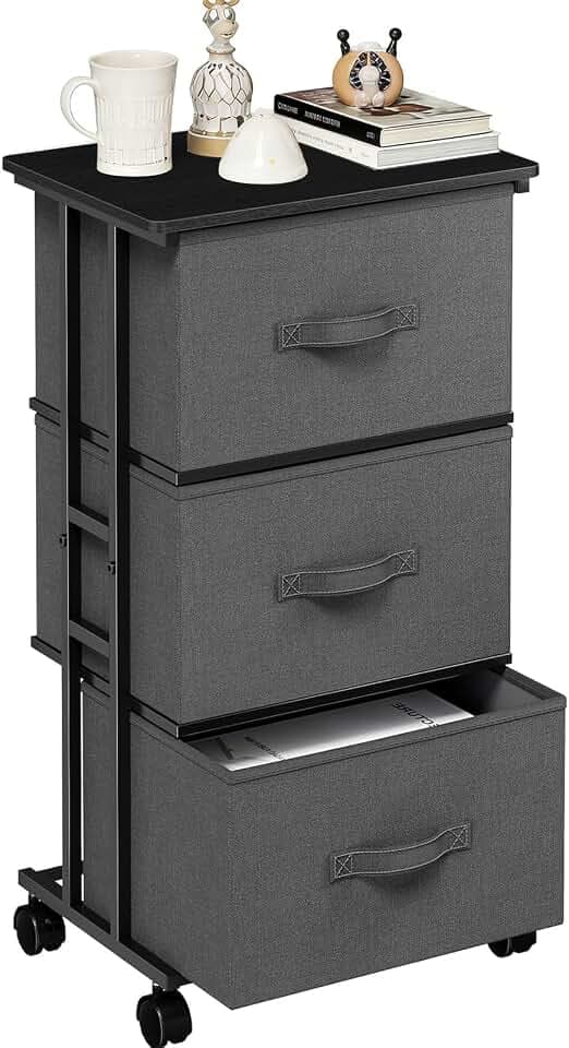 3 Drawers Dresser with Wheels Small Nightstand