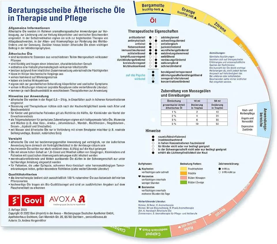 Beratungsscheibe Ätherische Öle in Therapie und Pflege (Govi)