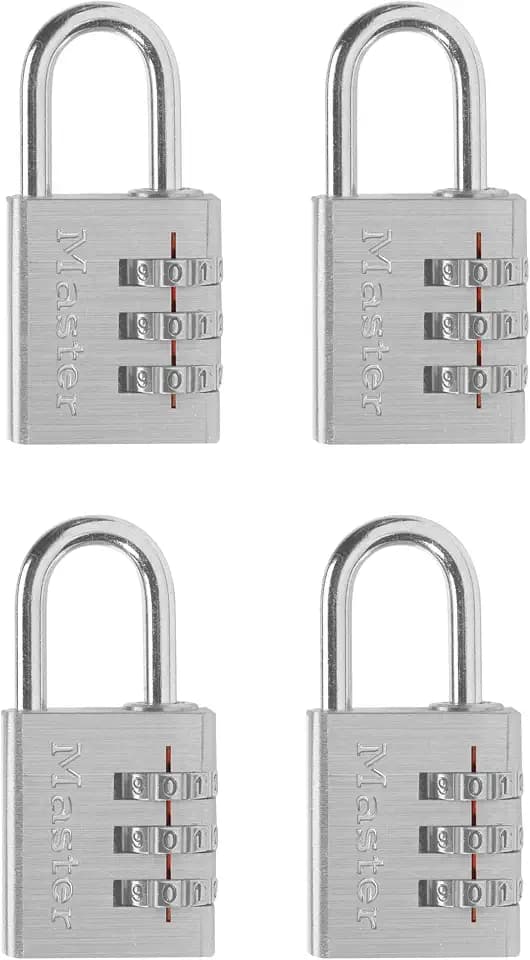 Master Lock Combination Padlock 1-3/4-inch Wide, Aluminum 4-Pack 630EC4