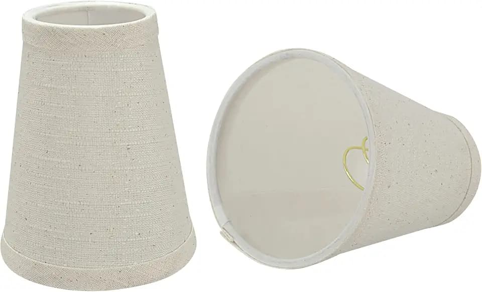 Aspen Creative 32663-2 Small Hardback Empire Shape Chandelier Clip-On Lamp Shade Set (2 Pack), Transitional Design in Off-White, 4" Bottom Width (2 1/2" x 4" x 5")